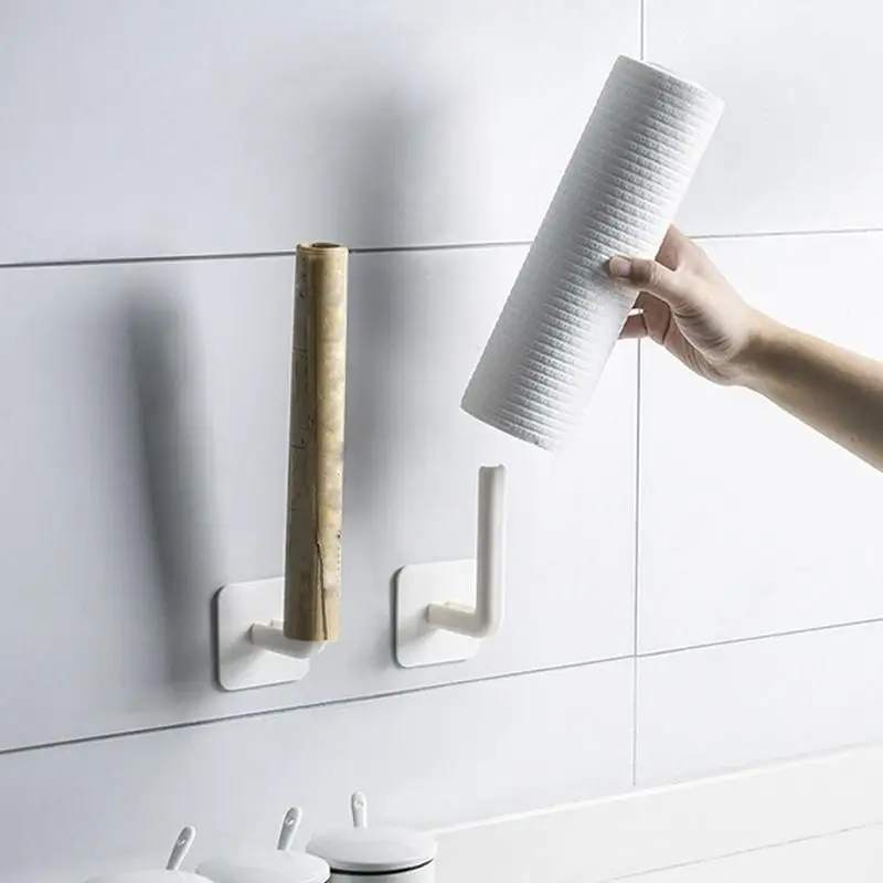 

Wall Mounted Hand Towels Holder No Drilling Self Adhesive Hooks Toilet Paper Hanger Hardware For Closet Living Room Clothes Hats