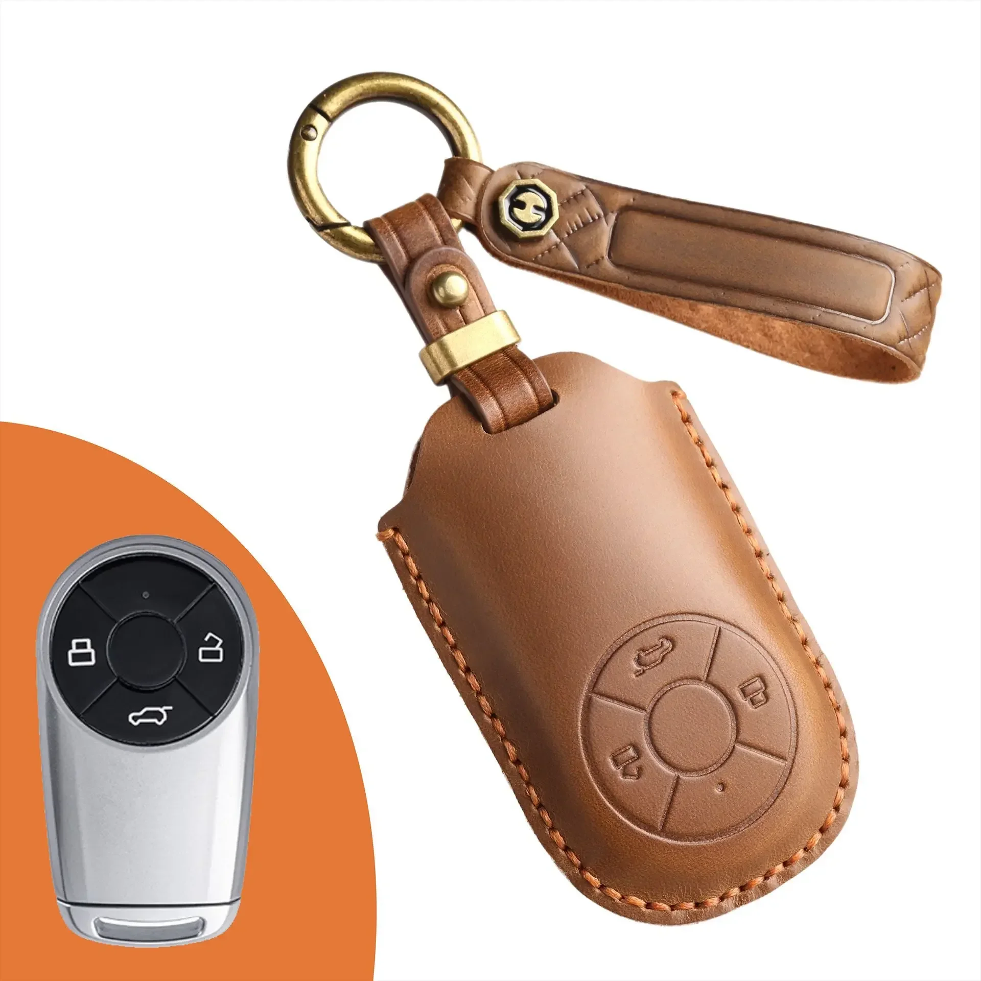 

Leather Car Key Case Cover Holder Keychain Shell for Great Wall GWM ORA R1 R2 Good Cat Remote Key Protector Bag