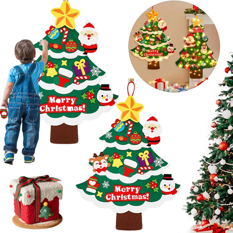 Kids DIY Christmas Tree Toys Kit Montessori Toy Handmade Felt Christmas Tree Craft Diy Set Christmas Children Gift New Year Gift
