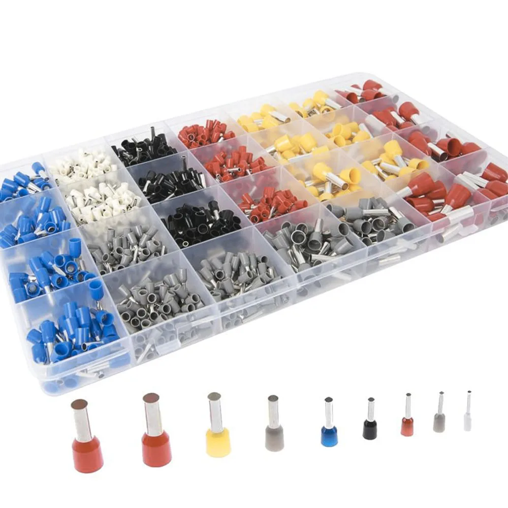 

970pcs Wire Ferrules Kit Ferrule Connectors AWG22-7 Wire Crimp Pin Terminals Insulated Cord Wire Ends Terminals