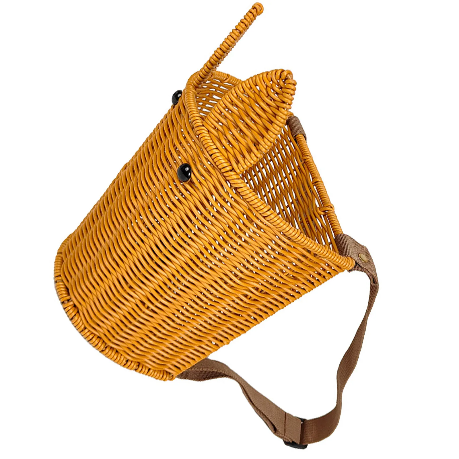 

Handwoven Imitation Rattan Picnic Basket Backpack Straps Kids Gathering Outdoor Berry Flower Picking Storage Easter Bunny Basket