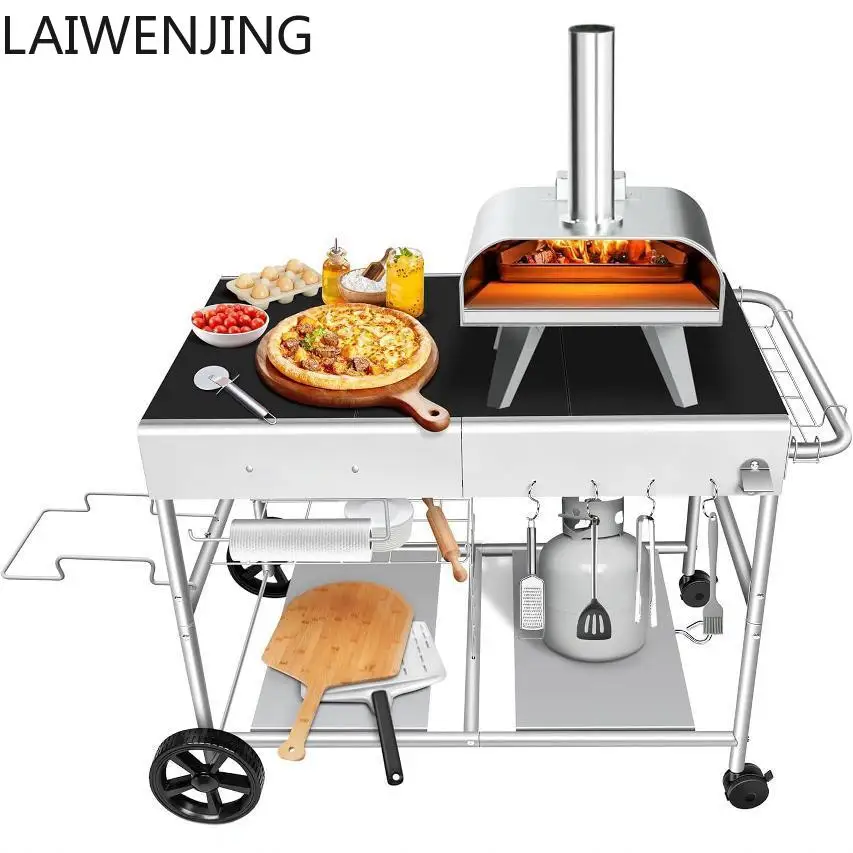 

MJY Movable Folding Pizza Oven Table Stand Pizza BBQ Cart