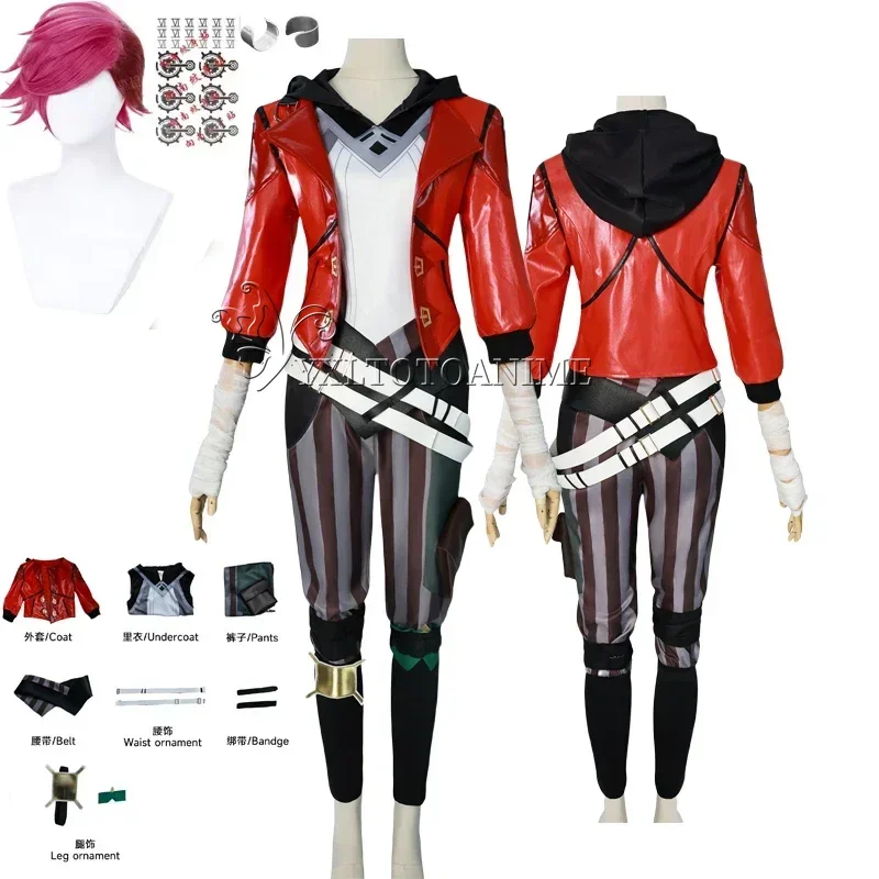 Vi Acrane Cosplay LOL Costume Game Arcane Vi Cosplay Wig Outfits Halloween Carnival Suit Halloween Costume