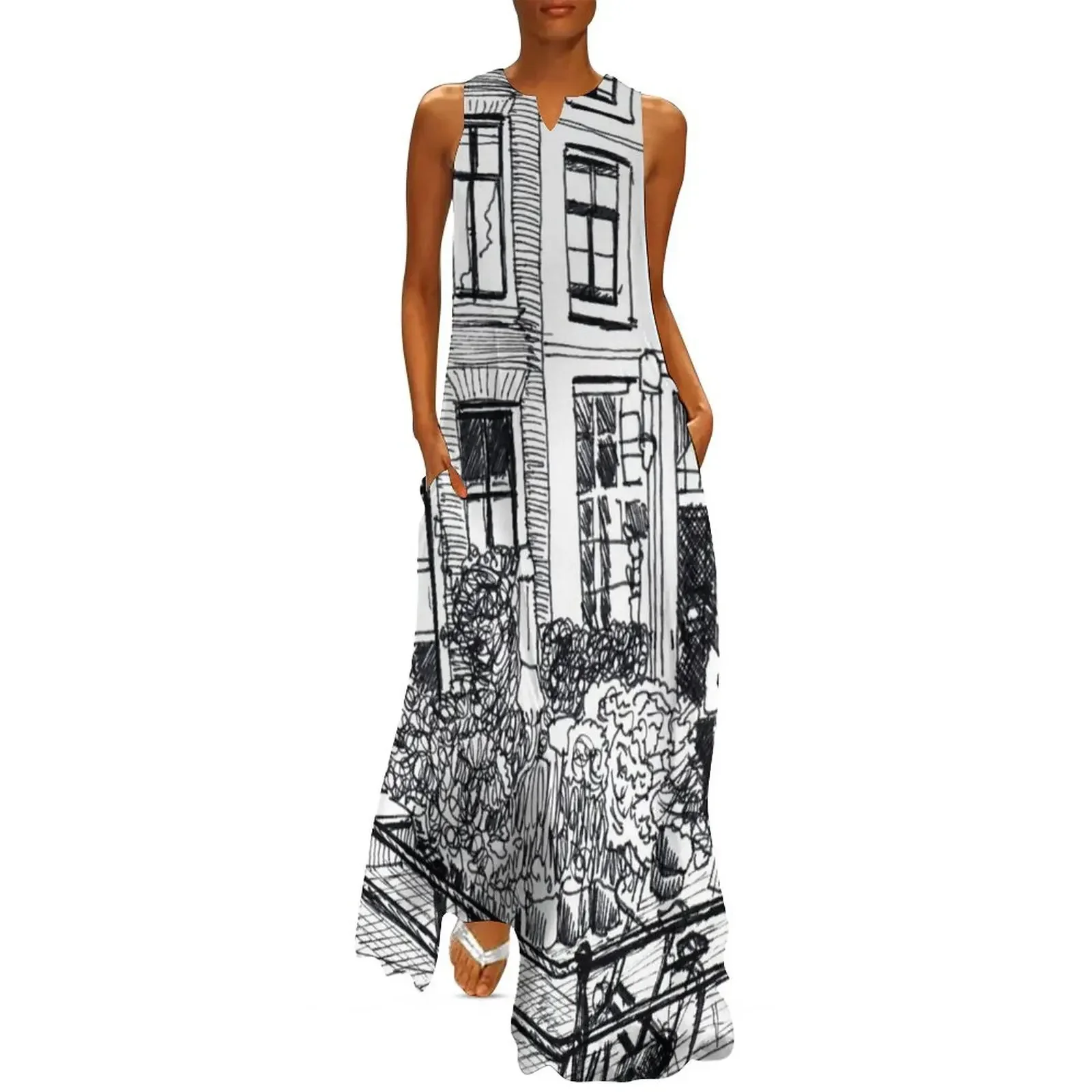 

Historic houses of Amsterdam Long Dress evening dresses ladies Party dresses for women long dress women Beachwear Dress