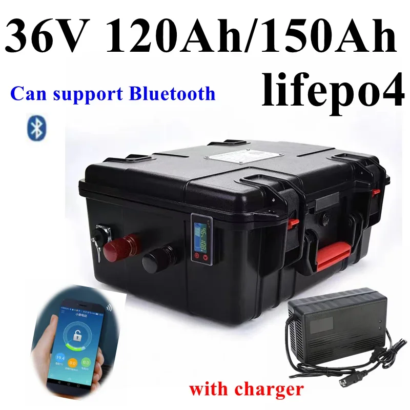 

Whatproof 36V 150AH lifepo4 36v 120Ah литиевая аккумуляторная батарея lifepo4 с Bluetooth для 3000w go cart велосипед скутер лодка