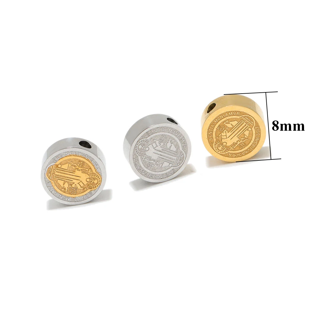 5pcs Stainless Steel Embossed Cross Beads Jesus Christ Spacer Bead Necklaces Bracelets Charms DIY Jewelry Findings Bulk