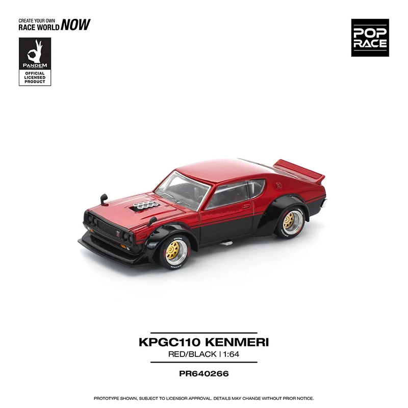

PreSale POP RACE 1:64 KPGC110 KENMERI RED BLACK V8 Openable Hood Diecast Car Model Collection Toys