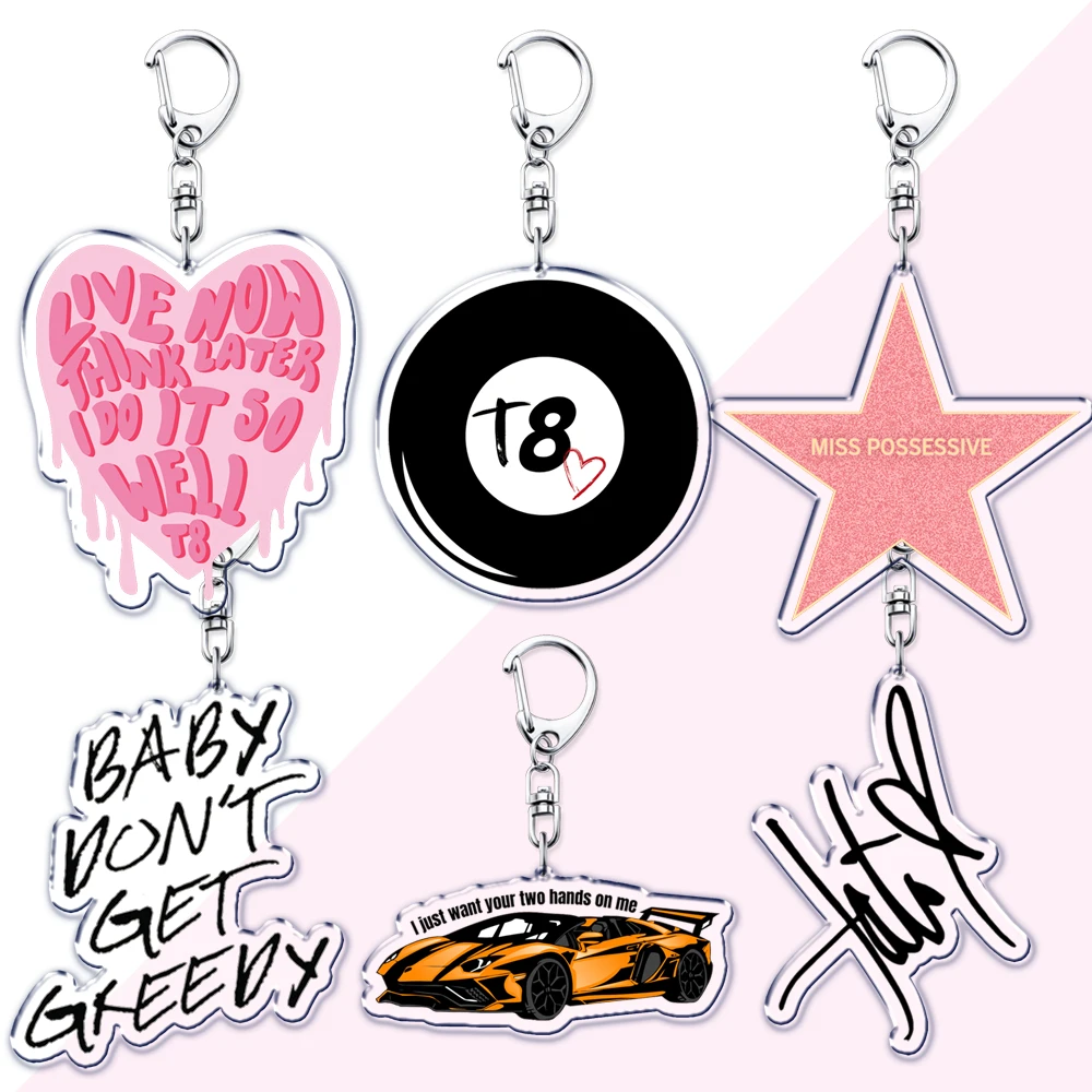 Llaveros de cantante populares para mujer, accesorios Greedy T8, piensa más tarde, 2 manos, tan cerca de qué canción, llavero para fanáticos, regalos para amigos
