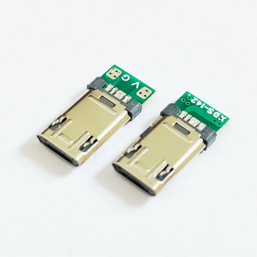5/10pcs Micro USB 5Pin Male Plug With PCB Solder Plate Double-sided Micro 5P Connector Jack Port 4Pin Welding Wire Board Plug