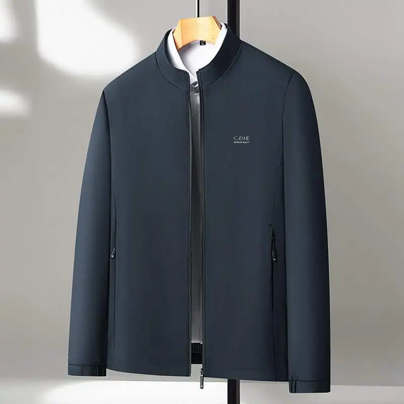 

Мужская повседневная куртка с воротником-стойкой, ветрозащитная, приталенная, осенняя новинка, простая универсальная модель для повседневной носки