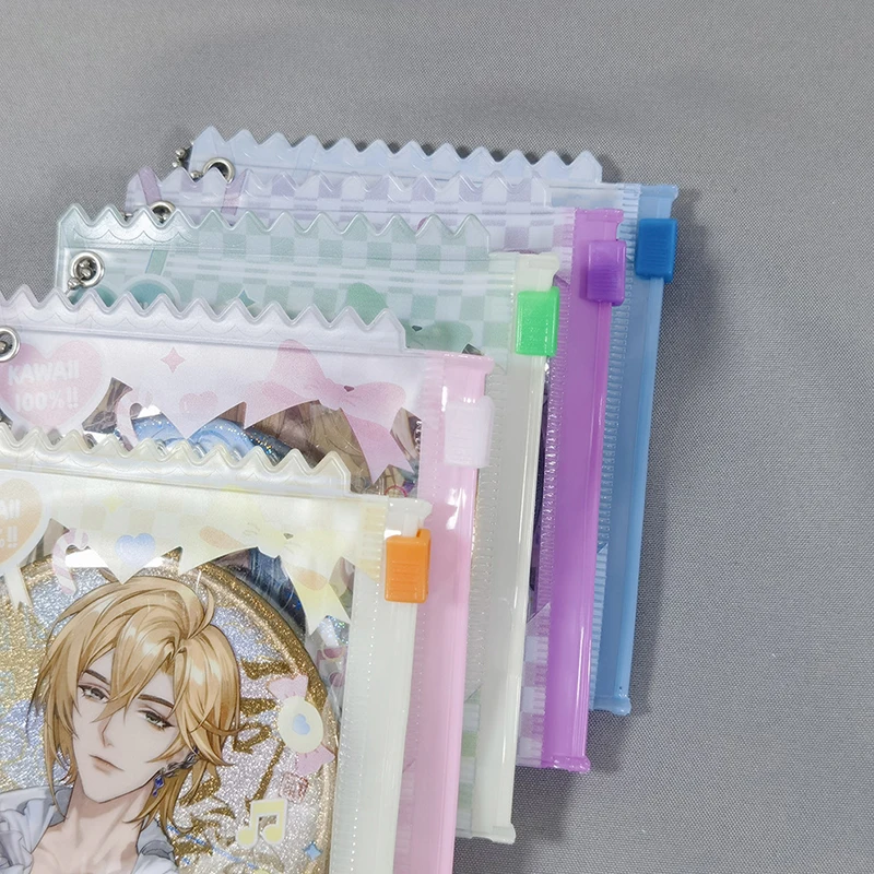 Cartoon Transparent PVC Candy Badge Storage Bags With Keyring Mini Dolls Organizer Pouches Display Bag Gift
