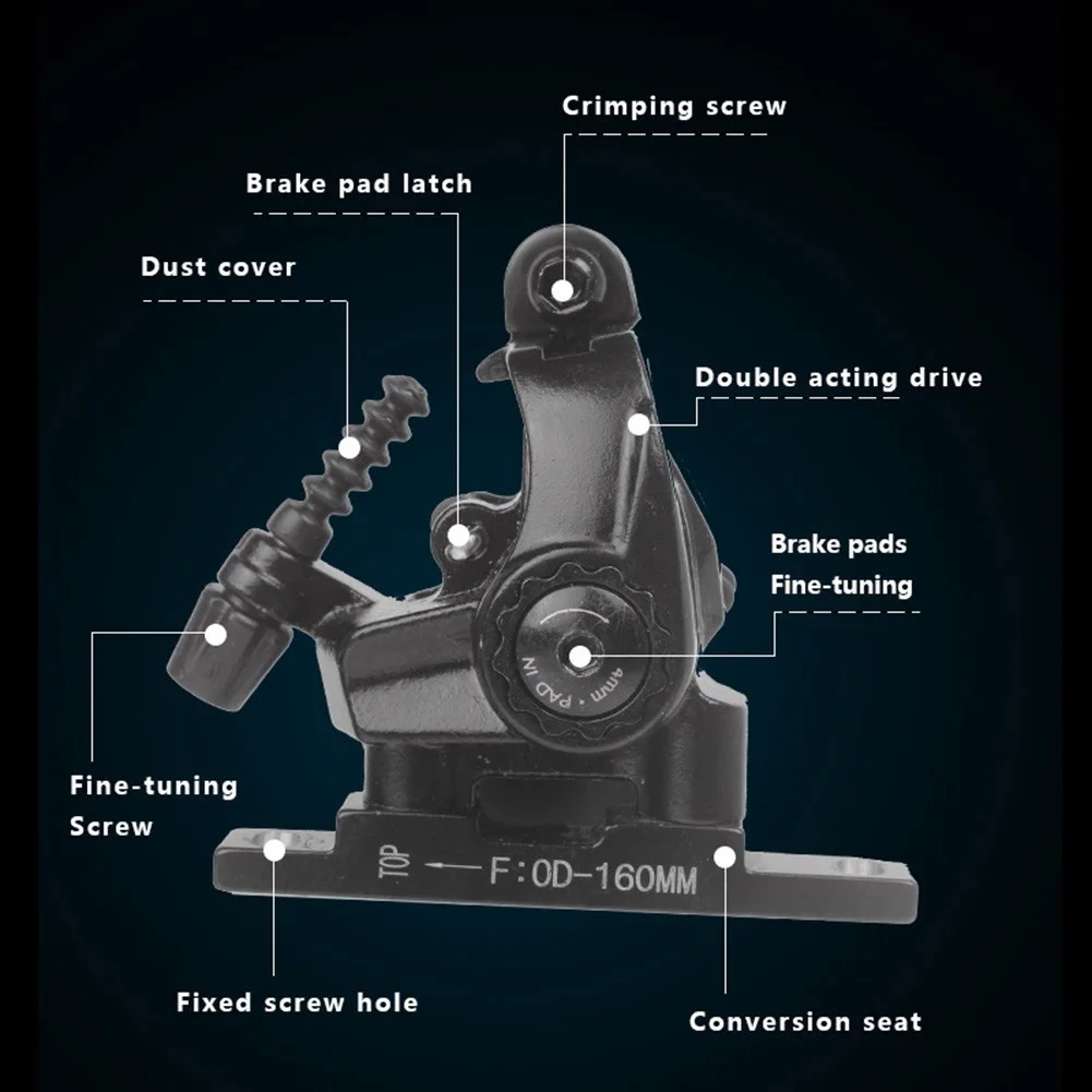 Road Bike Disc Brake Flat Mount Mechanical Dual Side Actuation Caliper 160mm Front Rear Bicycle Clamp Brake Caliper Accessories