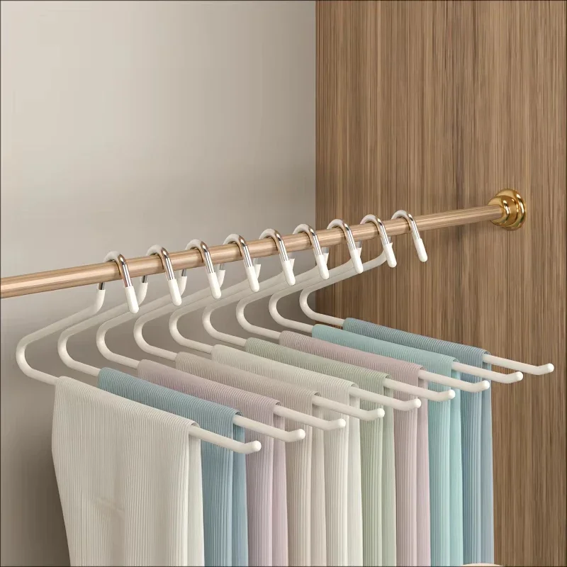 

10PC Goose Type Dip Non-slip Plastic Pants Rack Wardrobe Dormitory Telescopic Z Type Clothes Rack Multi-Layer Storage Pants Rack