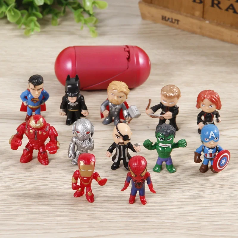 Q Avengers 12 Pcs/Set  Mini Figures Hulk Thor Spider Man Action Figure Toys Superhero Model Toys For Children Christmas Gifts