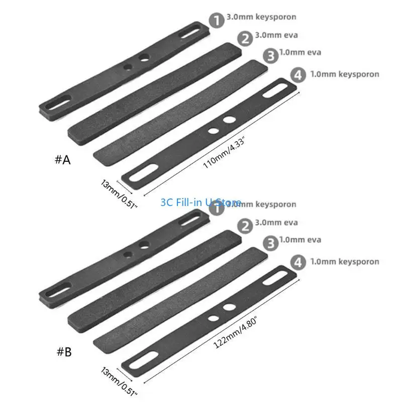 G8TA 4PCS/SET SPACEBAR BAR SOUST Изоляция пена, поглощающий хлопок для DIY Механическую клавиатуру 6.25U 7U.