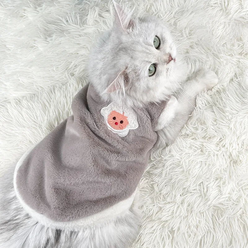 

Cute Cat Clothes Winter Warm Plush Harness Vest Cozy Fleece Pet Vest Puppy Clothing Small Dog Sweater Pet Costume Fashion