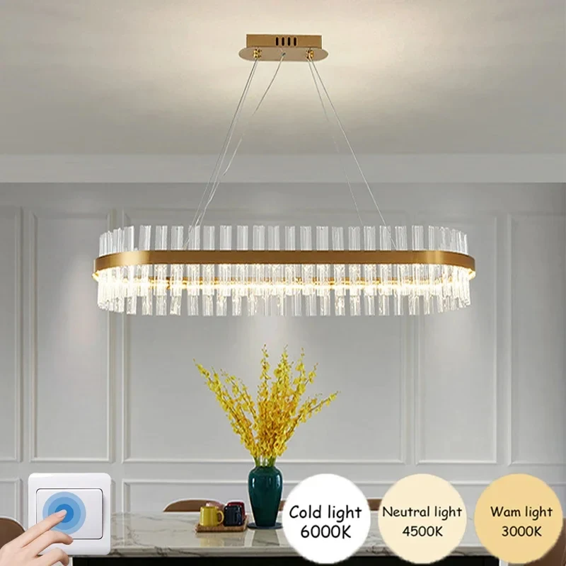 Modern Crystal Dining Table Light Luxury Ceiling Pendant Chandelier Hanging Living Room Lamps Home Decoration Luster Fixtures