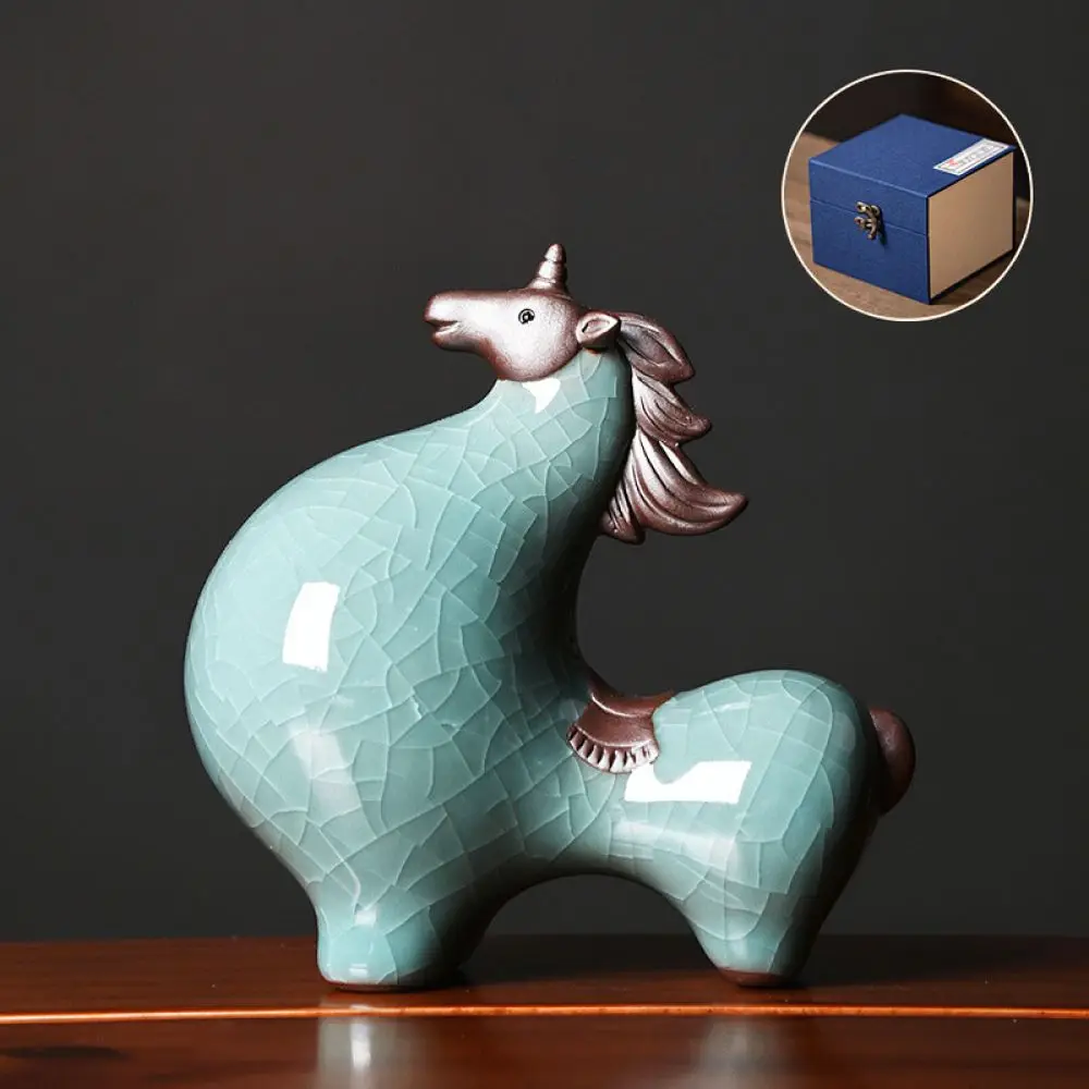 Rustic Ceramic Horse Statue Animal Figurine Desktop Decoration Home Office Ornament Chinese Style Vintage Craft Gift