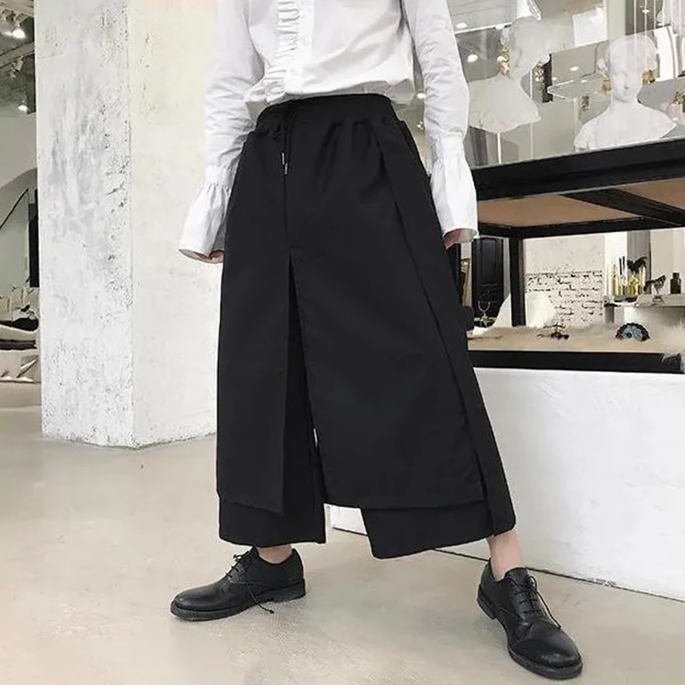 

Юбка-брюки Y2K, двухслойные, асимметричные, в стиле темного самурая, унисекс, весенняя уличная мода, готические, для активного отдыха, хакама, унисекс, 2026