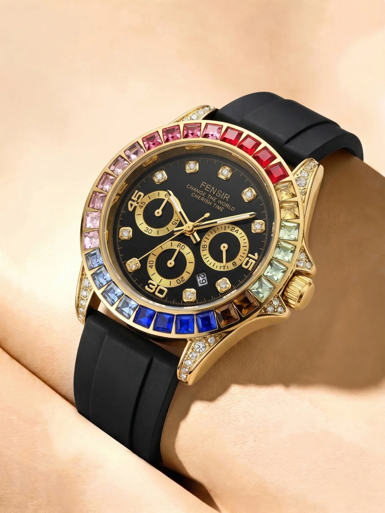 Rainbow Crystal Diamond Ring M - Smartwatch Ring Watches 评论和价格