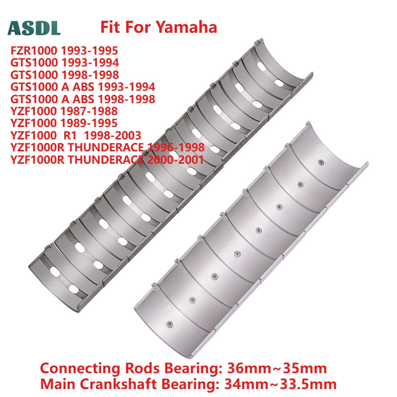 

For Yamaha YZF1000 R1 YZFR1 Motorcycle Connecting Rod 36mm~35mm Crankshaft Bearing 34mm~33.5mm YZF-R1 FZR1000 GTS1000 YZF1000R