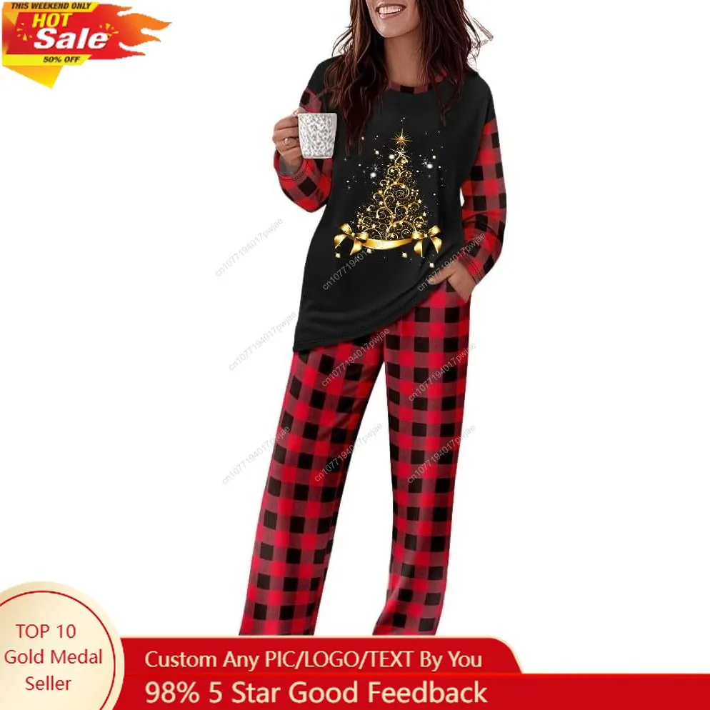 CHICME Damen-Pyjama-Sets, 2-teiliges Langarm-Lounge-Set, 2025, lockere Hosen, Pyjama-Sets, Loungewear mit Taschen