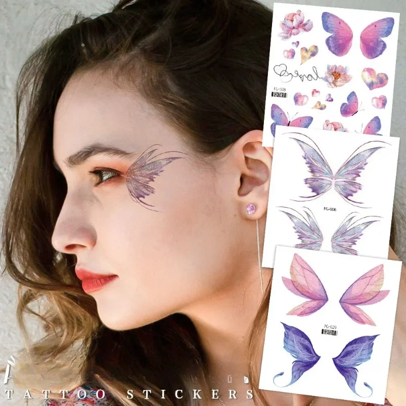 New Waterproof and Sweat Proof Small Fresh Glitter Powder Butterfly Spicy Girl Tattoo Personalized Durable Safe Large Size