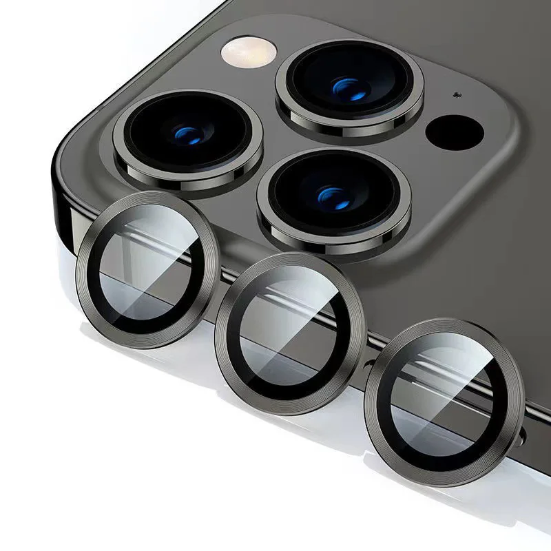Metallring-Kameraschutz aus gehärtetem Glas für iPhone 18 17 16 15 14 Pro Max Plus, CD-Muster, Kratzschutzfolie für Kameralinse