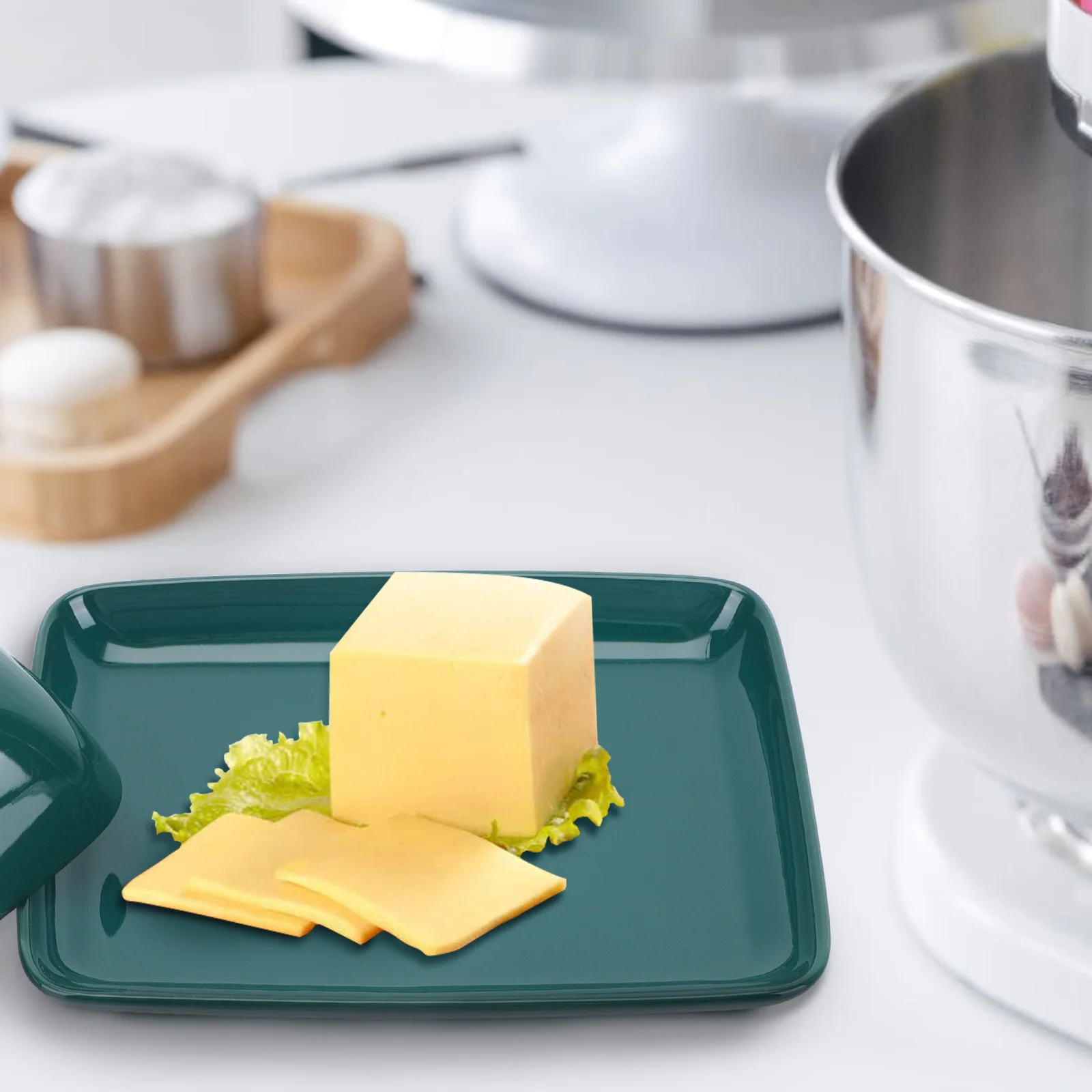 

1Set Ceramic Butter Box with Lid Rectangular Butter Plate Equipped Cutter Food Storage for Everyday Meals Ceramic Storage Tray