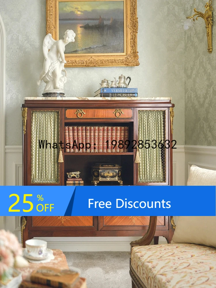z7 copper gilt fine wood inlaid side cabinet marble side cabinet antique furniture decorative cabinet
