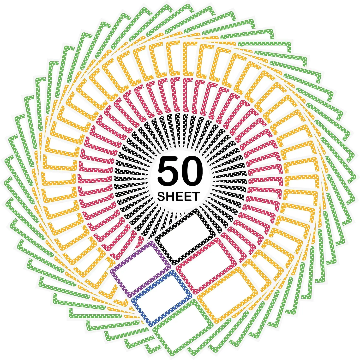 300 Cute Dot Name Stickers Colorful Border Labels for School Office Home Clothes Boxes Packages