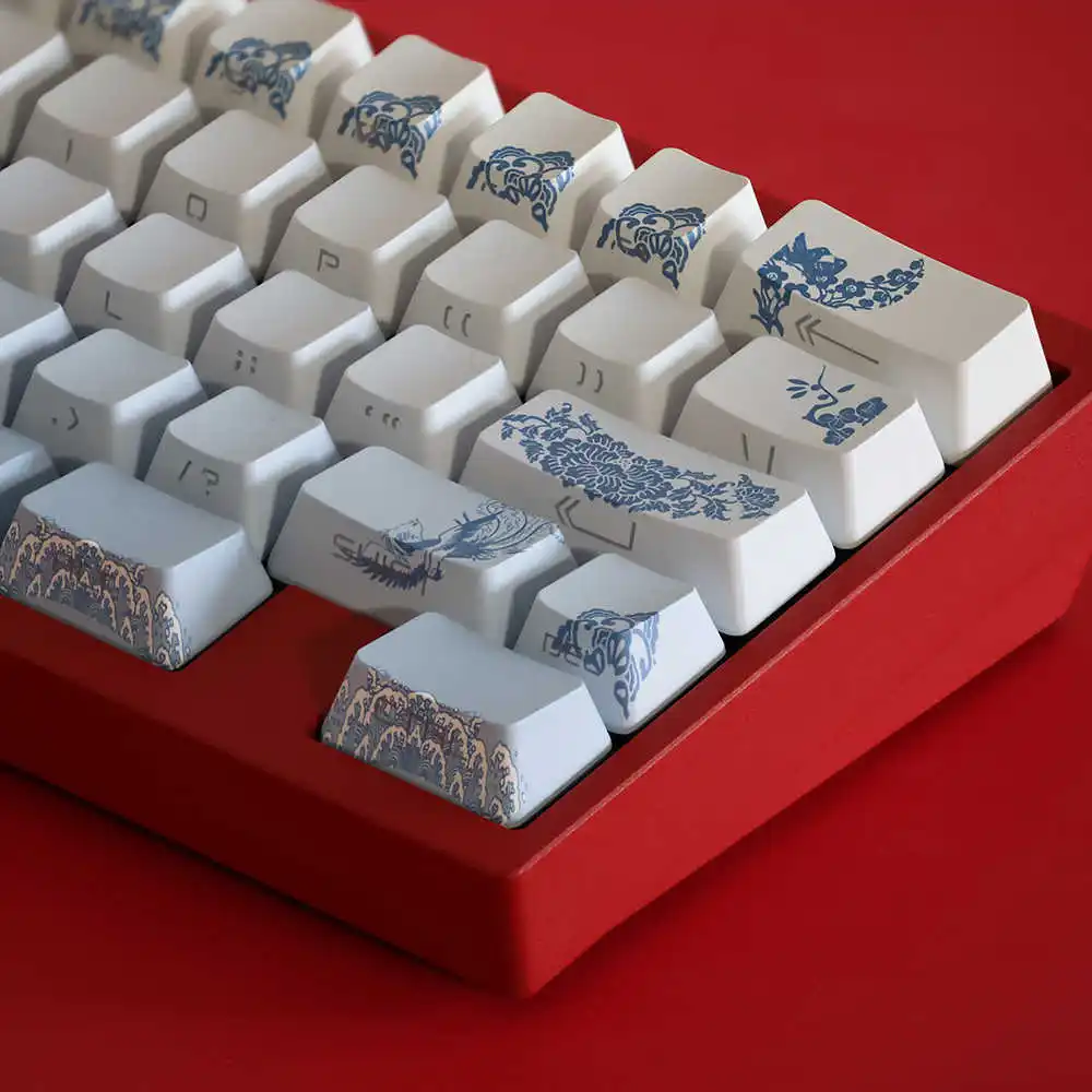 134 teclas lado gravado retroiluminado pbt keycaps perfil oem tema de porcelana azul-branca para 68 75 84 87 104 teclados mecânicos keycap
