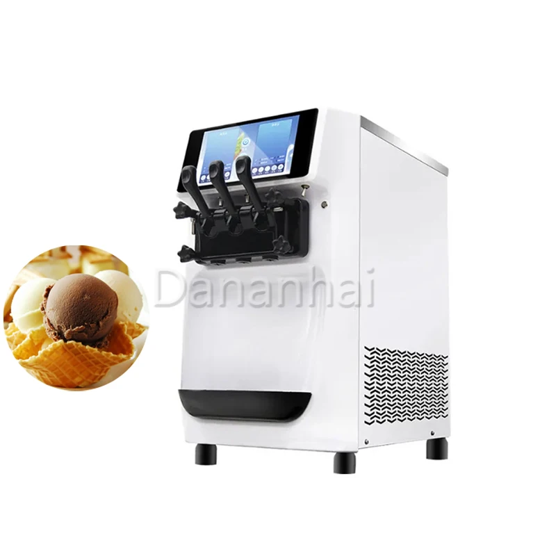 Easy To Operate Dual System Ice Cream Machine, Mini Portable Three In One Business Frozen Yogurt Ice Cream Machine