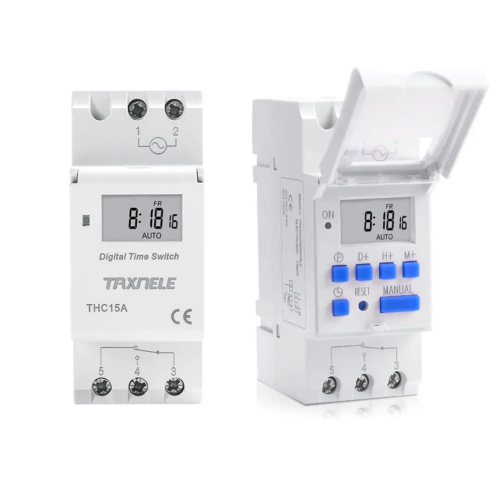 5pcs MINI The Access Controller Digital Timer Switch THC-15A Programmable Analogue Timer Switch Staircase Time Switch 12v 220v