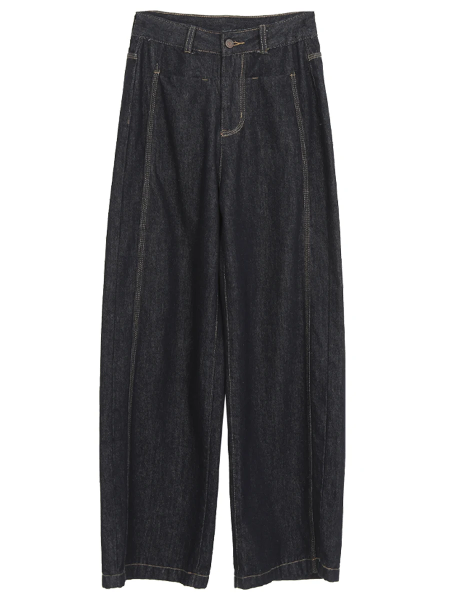 بنطلون جينز واسع الساق بخصر مرتفع للنساء، أسلوب الشارع الأمريكي العصري، إصدار جديد للخريف، قصة مستقيمة