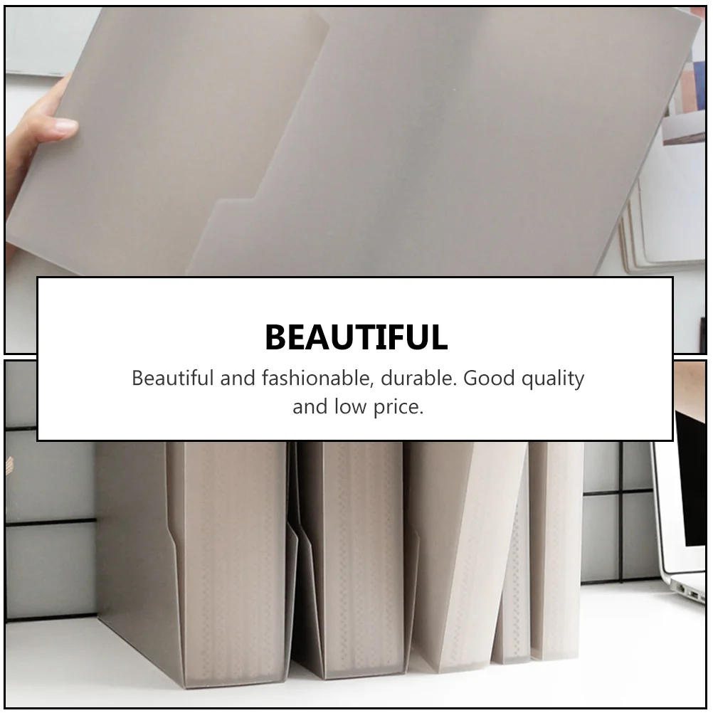 

1pc A4 Size File Folder With Cover Pp Material Transparent Document Organizer For Office School Supplies Storage Grey