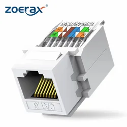 ZoeRax Cat6 RJ45 Tool-Less Keystone Ethernet Module Female Jack Network Punch Down Connector Wall Adapter White Coupler