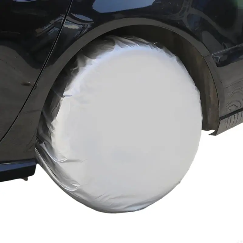 Polyester Tire Cover for Vehicle Parking, Physical Barrier Against Dust and Mud Splashes, Foldable for Storage H9EE