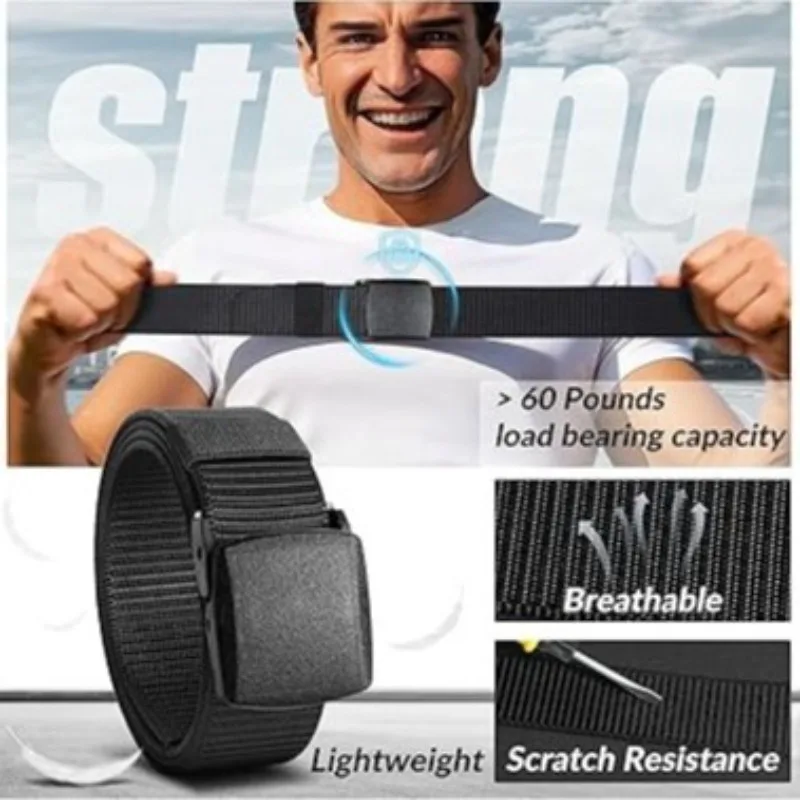 حزام نايلون تكتيكي عالي التحمل على الطراز العسكري للرجال، حزام حزام متين مضاد للصدأ قابل للتعديل للاستخدام في الهواء الطلق