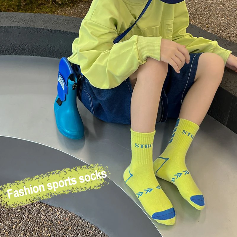 5Pairs 1-16Year Children Socks Walking for Walking Bright Color And Fashionable Designs Soft Comfortable And Safe Athletic Socks