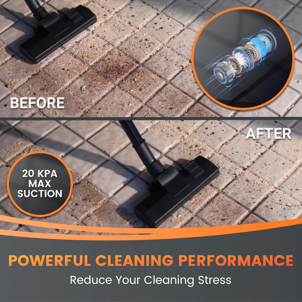 30-футовый выдвижной настенный пылесос для влажной/сухой уборки со шлангом и 6 насадками для чистки автомобиля