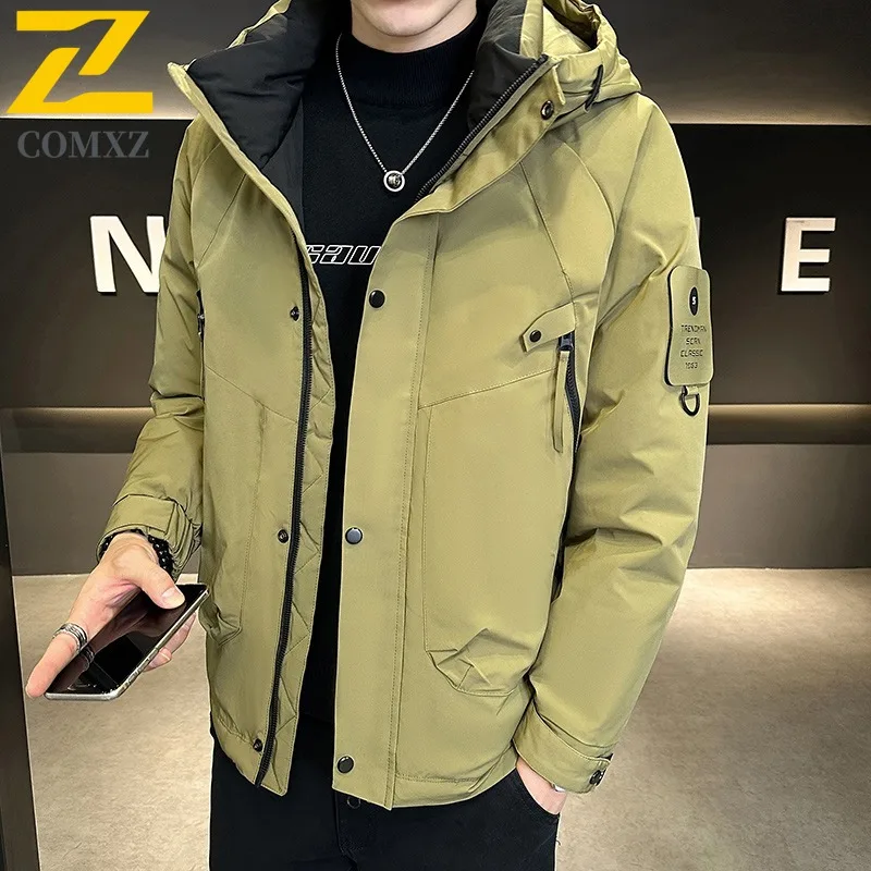 COMXZ Down Jacket 2025 Warm Windproof Outdoor Workwear Skiing Puffer Jacket High-Quality Minimalist Winter Jacket Men's Clothing