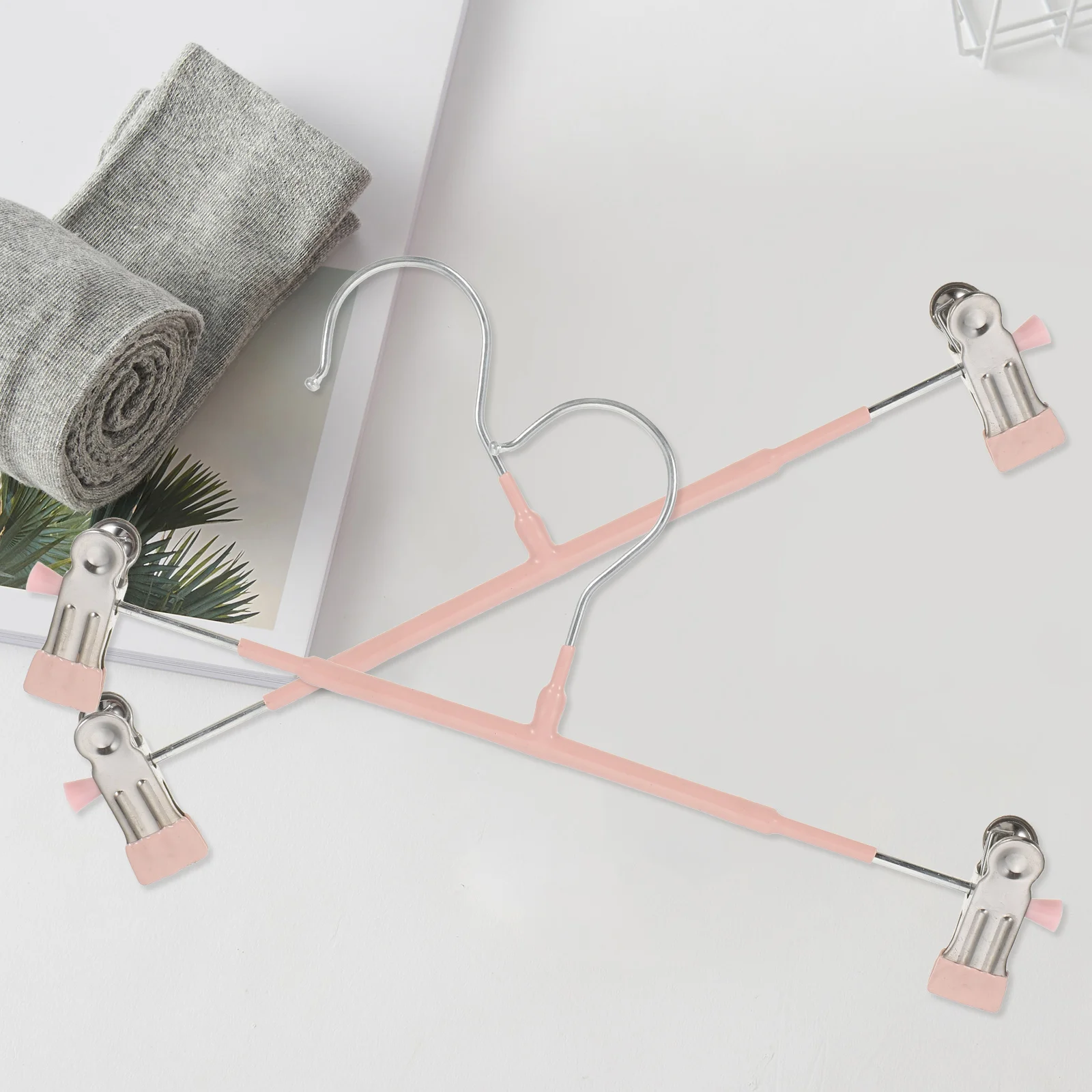 

5pcs Stainless Steel Clothes Rack Set Adjustable Telescopic PVC Hangers Non Slip Space Saving Pant Organizer Strong