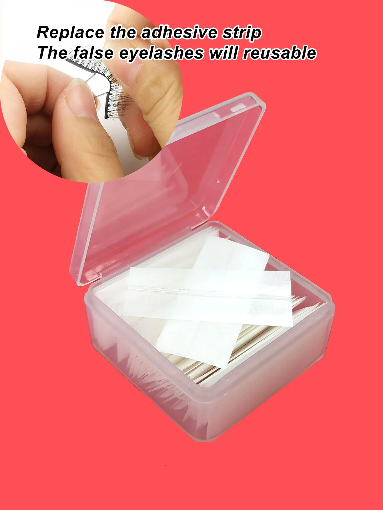 100 pçs tiras de cola clara auto-adesivo ferramentas de maquiagem à prova dwaterproof água reutilizável cola-livre cola para cílios com pinças cílios postiços