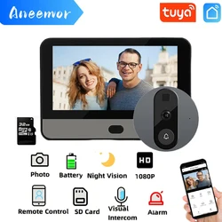 Wifi inteligente vídeo campainha olho olho mágico 4.3 Polegada 2.4g pir visual casa ao ar livre câmera de visão noturna 1080p tuya digital porta espectador