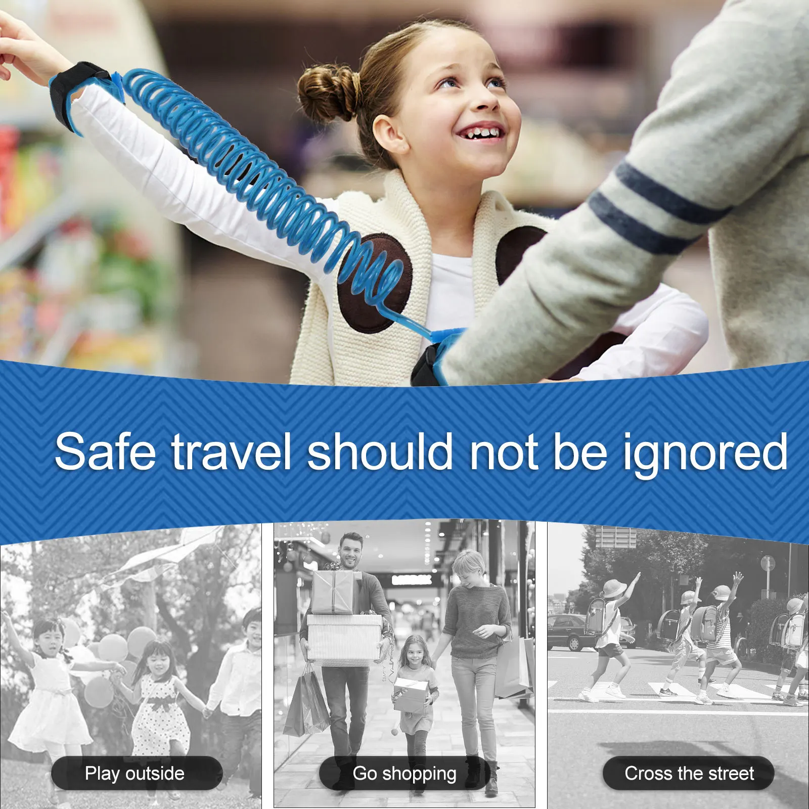 

1.5m Anti Lost Wrist Link Harness Portable Lightweight Child Safety Band for Travel Outdoor Walking Prevention