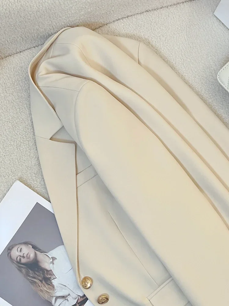 New Fashion Women Design Sense Niche Loose Milk White Blazer Jacket Spring Female Korean Commuting Splicing Suit Tops Coat
