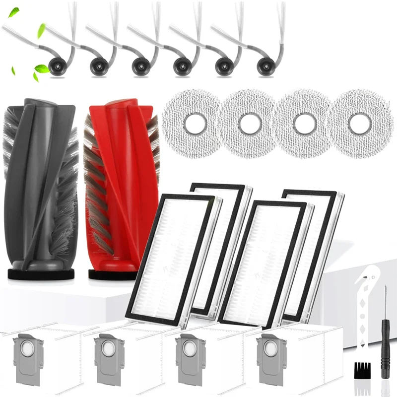 

ABZY-For Roborock Saros 10R/G20S Ultra Robot Vacuum Cleaner Accessories–Main Brush, Side Brushes, Filters, Wipes, Dust Bags