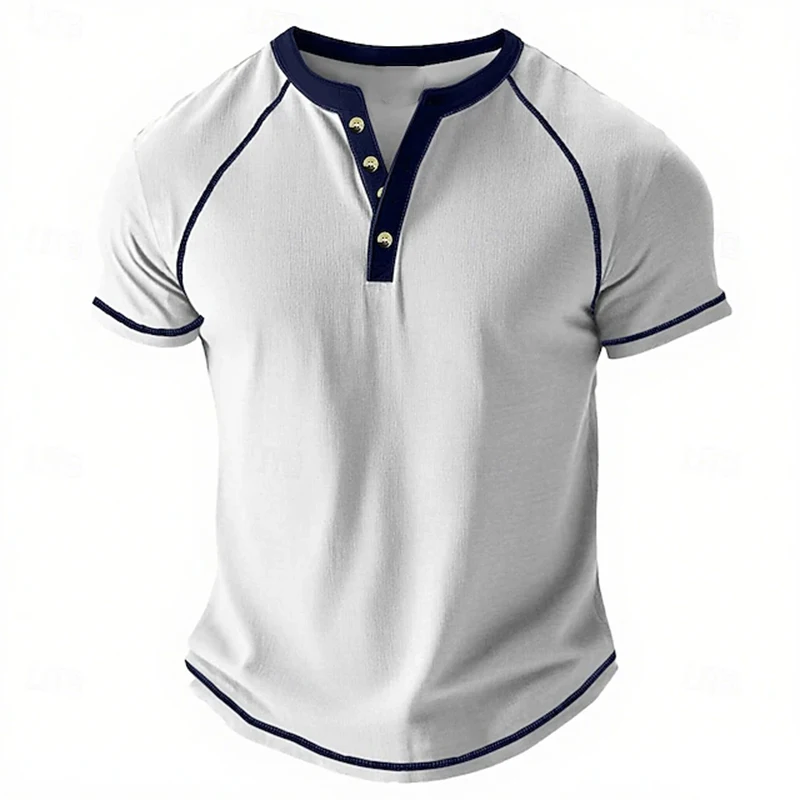 Retro Men's Button-Down T-Shirt Minimalist Print T-Shirt Loose-Fit Casual Summer Polo Shirt Stylish Streetwear Men's Top