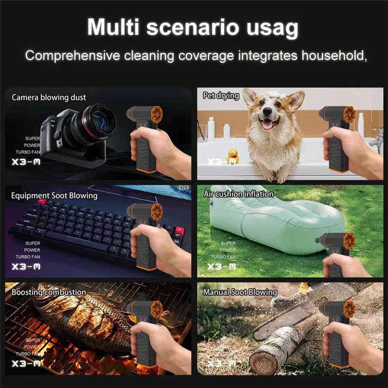 LECKL-Mini Turbo Jet Fan منفاخ هواء كهربائي منفاخ هواء 3 تروس قابل للتعديل سرعة الرياح توربو منفاخ مع فوهة فراغ